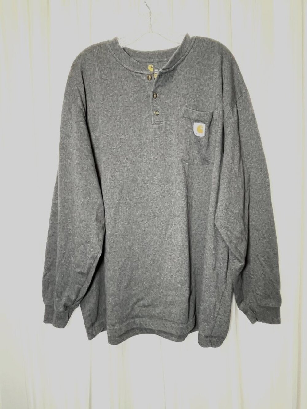 Carhartt Original Fit T-Shirt Men's Size 2XL Gray Long Sleeve Pocket Work Wear